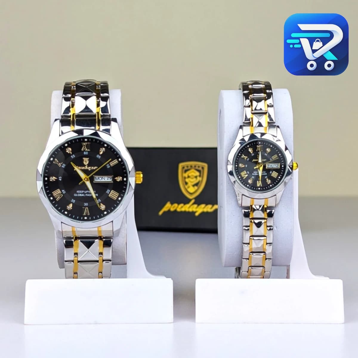 Poedagar Luxury Couple Watch (Water Resistant)