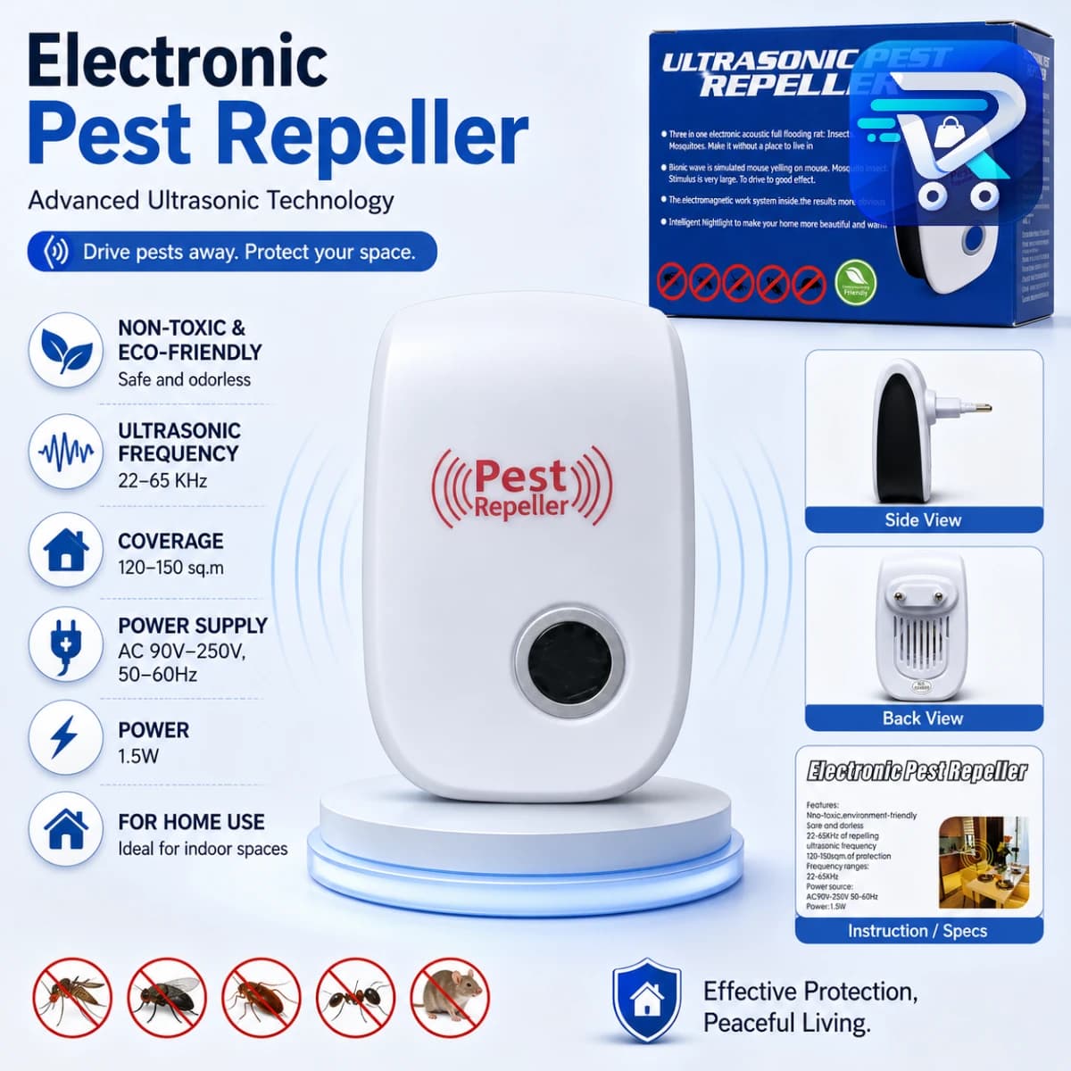 Ultrasonic Pest Repeller For Mouse, Cockroach, Spiders, Mosquito