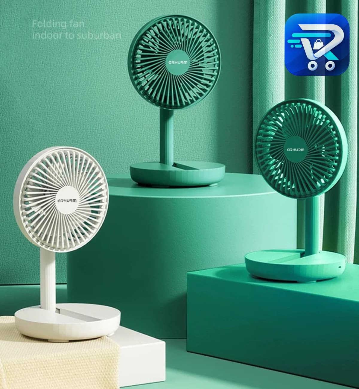 Rechargeable 5-inches Folding fan HCZ21 Green colour